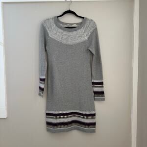 Athleta Sweater Dress Womens S Gray EUC Cashmere Blend Fair Isle Knit 879198